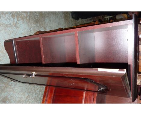 Mahogany effect three shelf DVD cupboard with door 