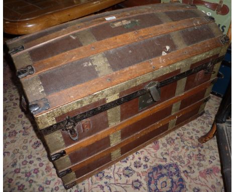 Wooden slanted domed clock travelling trunk 