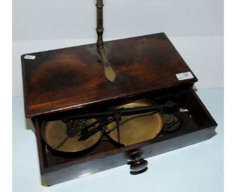 Mahogany set of balance scales 