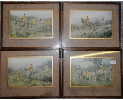 Set of four framed hunting prints entitled 'In Full Cry', 'Fair Prospects', 'Stout Heart Prevail' and 'A Crispness in the Air