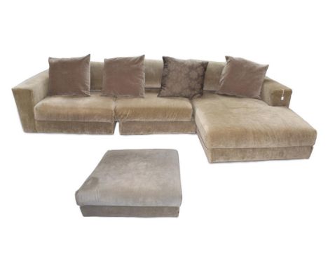 Poliform: A Grey Upholstered Four Piece Modular Corner Sofa, modern; the chaise section 176cm by 115cm by 175cm; the footstoo