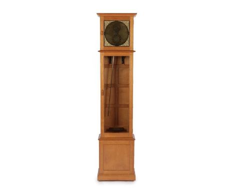 Keith L Moorey (1930-2019): An English Oak Eight Day  Regulator Clock, the case with panelled back, the hood with overhanging