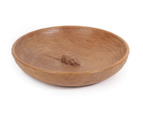 Workshop of Robert Mouseman Thompson (Kilburn): An English Oak Circular Fruit Bowl, post 1970's, tooled interior and exterior