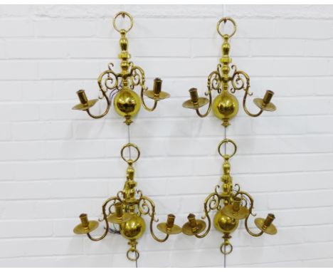 Set of four brass light fittings, (4) 