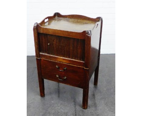 19th century mahogany commode with tambour door, 77 x 48cm