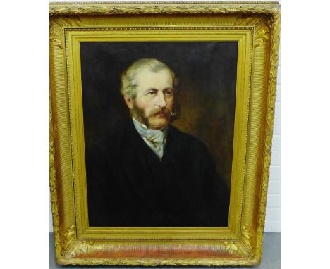 19th Century School  'Head and Shoulders Portrait of Garden W. Duff' Oil-on-Canvas, (a/f)  in an ornate giltwood frame, 60 x 
