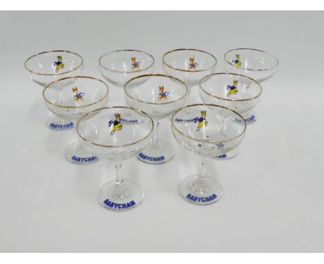 Set of nine vintage Babycham glasses, (9) 