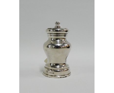 George VI silver pepper grinder of baluster form, Birmingham 1937 10cm high 