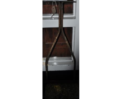 A 20th century garden roller, with wrought steel handles and reconstituted stone cylinder, H. 118cm.