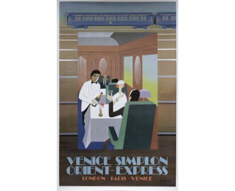 Poster VSOE VENICE SIMPLON ORIENT EXPRESS LONDON~PARIS~VENICE (Dining) by Fix Masseau. First edition issued in 1981 and print