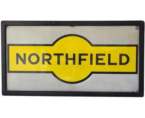 LMS Hawkseye NORTHFIELD from the former Midland Railway Junction station between Birmingham and Bromsgrove. Enamel with its o