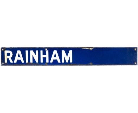 Southern Railway destination board enamel RAINHAM. from the departure board at either Charing Cross or Victoria station. In v