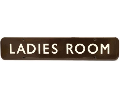BR(W) FF enamel doorplate LADIES ROOM. In excellent condition, measures 18in x 3.5in.