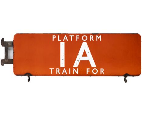 BR(NE) FF enamel railway station sign PLATFORM 1A ex Scarborough Central station and the platform for Whitby and Middlesborou