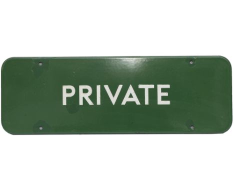 BR(S) FF enamel doorplate PRIVATE. In very good condition with a few areas of restoration. Measures 18in x 6in.