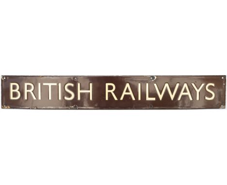 BR(W) enamel Double Royal poster board heading BRITISH RAILWAYS. In very good condition with minor edge chipping, measures 27