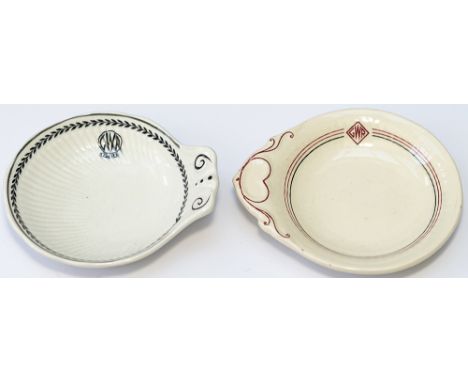 A Pair of Great Western Railway Hotels small china butter dishes. One Red Diamond GWR pattern base marked Maddock 11/39 Great