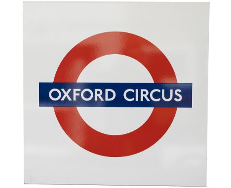 London Underground enamel target/bullseye station sign OXFORD CIRCUS. Measures 25.25in x 25.25in and is in excellent conditio
