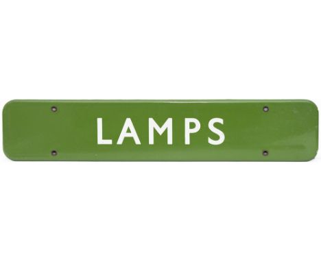 BR(S) FF enamel doorplate LAMPS. In excellent condition complete with original brass eyelets. Measures 18in x 3.5in.