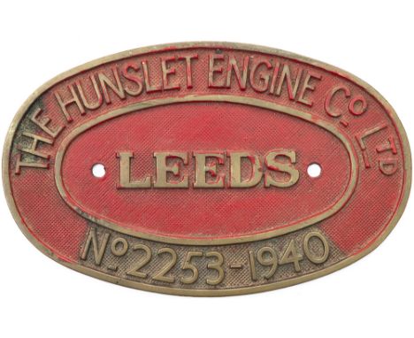 Worksplate THE HUNSLET ENGINE Co LTD LEEDS No 2253 1940. Ex 0-4-0 DM numbered P9261 and delivered new to Dean Hill Royal Nava