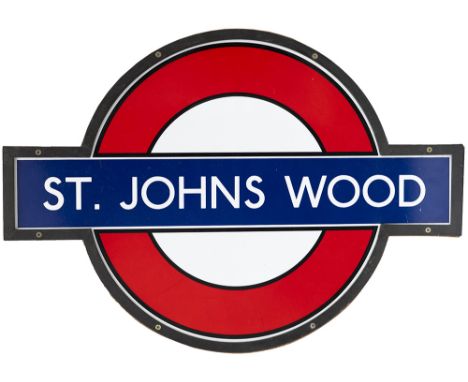 London Underground enamel target/bullseye sign ST JOHNS WOOD. This one piece enamel sign is in excellent condition complete w