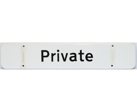 BR FF enamel doorplate PRIVATE. In very good condition with a couple of water stains. Measures 18in x 3.5in.