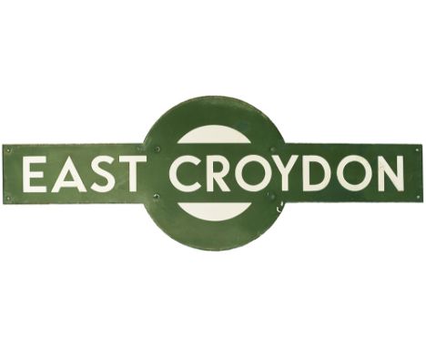 Southern Railway enamel target station sign EAST CROYDON from the former London Brighton &amp; South Coast and South Eastern 