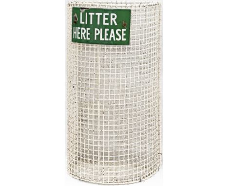 British Railways Southern Region wire mesh waste bin complete with enamel LITTER HERE PLEASE. In very good condition stands 2