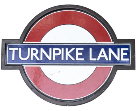 London Underground enamel target/bullseye Passimeter sign TURNPIKE LANE. This is one of the small 1930's Passimeter (Ticket O