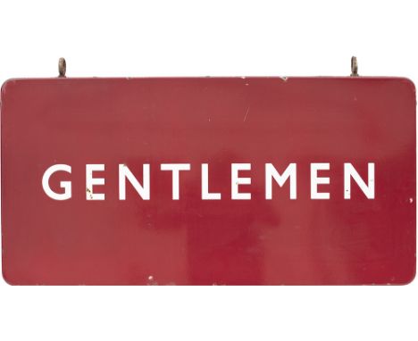 BR(M) FF enamel railway sign GENTLEMEN complete with hanging hooks. Double sided with the other side blank. In very good cond