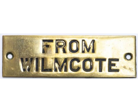 GWR hand engraved brass shelf plate FROM WILMCOTE. In very good condition with original black wax infill. Measures 4.75in x 1