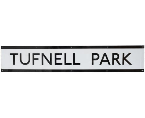London Transport Underground enamel station frieze sign TUFNELL PARK. In very good condition with minor edge chipping, measur