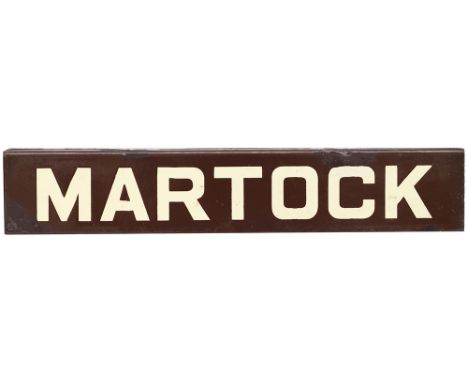 Great Western Railway enamel lamp tablet MARTOCK from the former Great Western Railway station between Durston and Yeovil. In