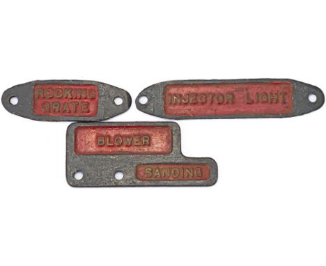 Bulleid Merchant Navy / West Country locomotive brass cab identification plates x 3. To include ROCKING GRATE, INJECTOR LIGHT