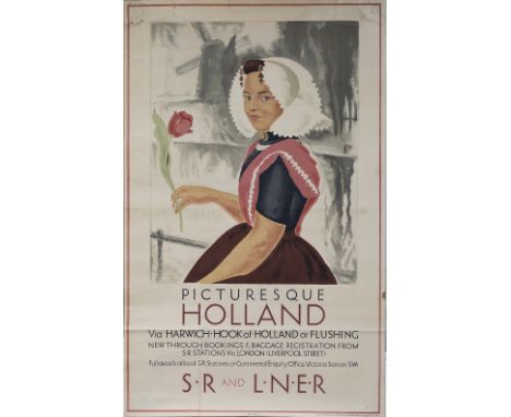 Poster SR and LNER PICTURESQUE HOLLAND by Clarke Hutton 1931. Double Royal 25in x 40in. In good condition with some repaired 