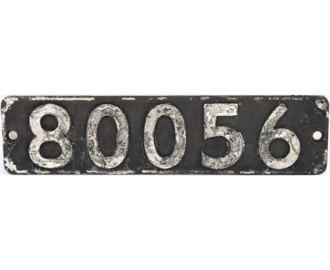Smokebox numberplate 80056 ex British Railways Riddles STD Class 4 2-6-4 T built at Derby in 1954. Allocated to Polmadie and 