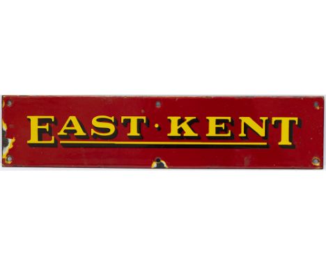 Bus motoring enamel poster board/timetable heading EAST KENT. Measures 15.75in x 3.5in and is in very good condition with min
