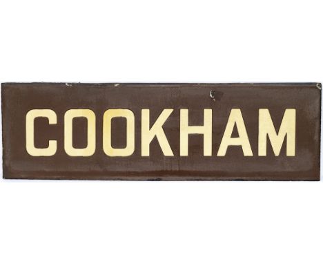 Great Western Railway enamel lamp tablet COOKHAM from the station between Maidenhead and High Wycombe. In good condition with