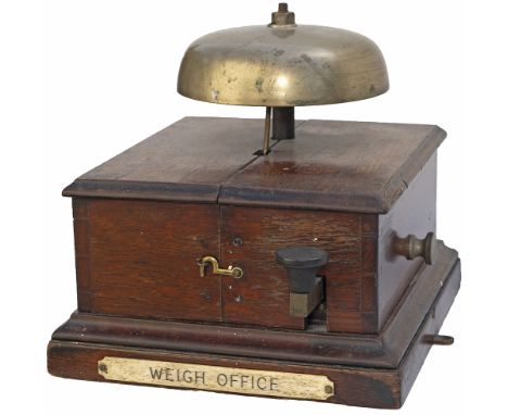 Great Central Railway mahogany split cased  block bell ivorine plated WEIGH OFFICE. Weigh Office Sdgs Signal box was on the N