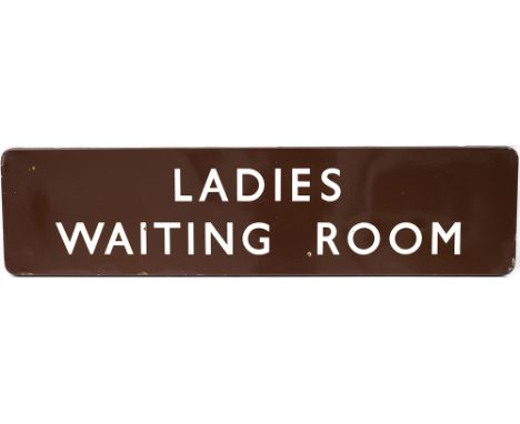 BR(W) FF enamel railway station sign LADIES WAITING ROOM. In very good condition with minor chipping, measures 48in x 12in.  