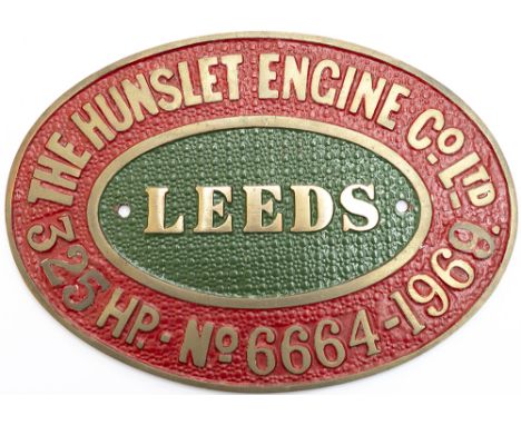 Worksplate THE HUNSLET ENGINE CO LTD LEEDS 325HP No 6664 1969 from a 0-6-0 Diesel Hydraulic Locomotive used at NCB Granville 