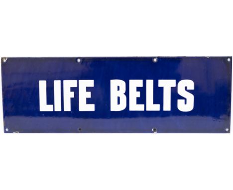North British Railway enamel doorplate LIFE BELTS. From one of the North British railway owned ex Galloway Saloon Steam Packe