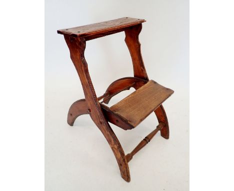 A Victorian oak folding step stool 