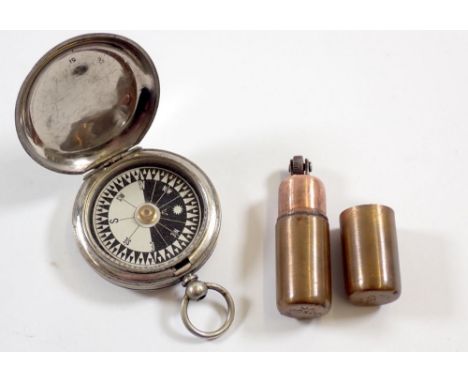 A WWI 1914 military compass by Short &amp; Mason and a trench art lighter 