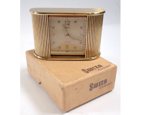 A Swiss Coquet vintage alarm clock, boxed