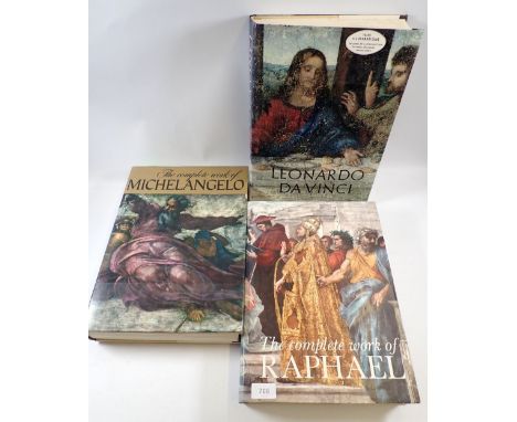 Three large books on Raphael, Michelangelo and Raphael published by Artabras, signed by Keith Walsby