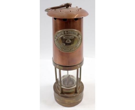 A copper miners lamp, 24cm
