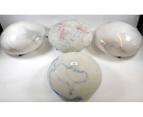 Four 1930's mottled glass light shades 