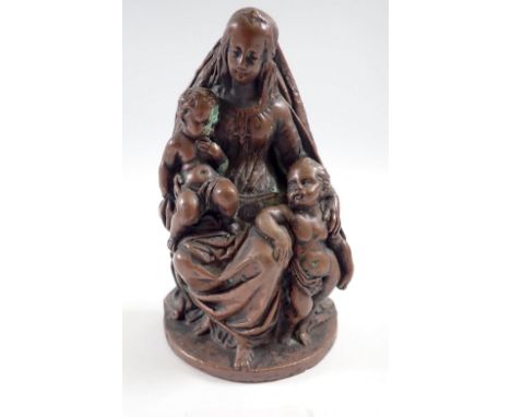 A 19th century bronze over plaster model of the Holy Family, 12cm