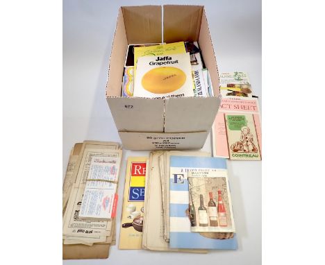 A box of vintage cookery books and pamphlets including advertising 